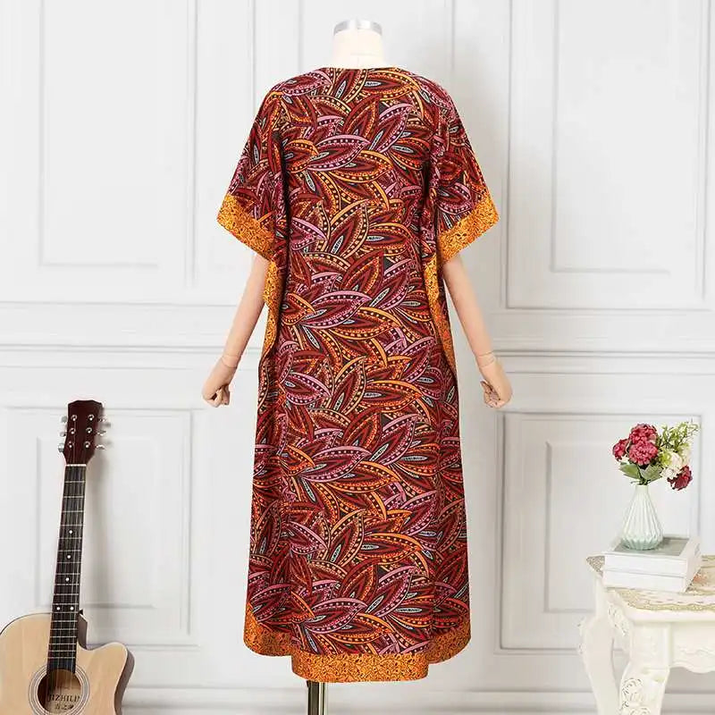 Plus Size 5XL VONDA Women Bohemian Printed Long Sundress 2024