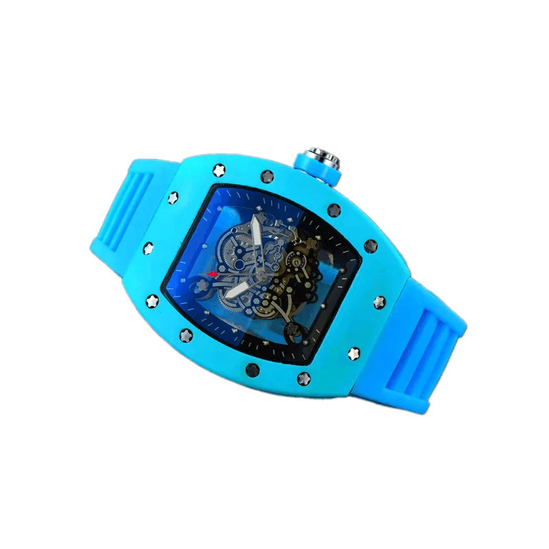 New fashionable casual men's watch with transparent bottom and double-sided hollow quartz