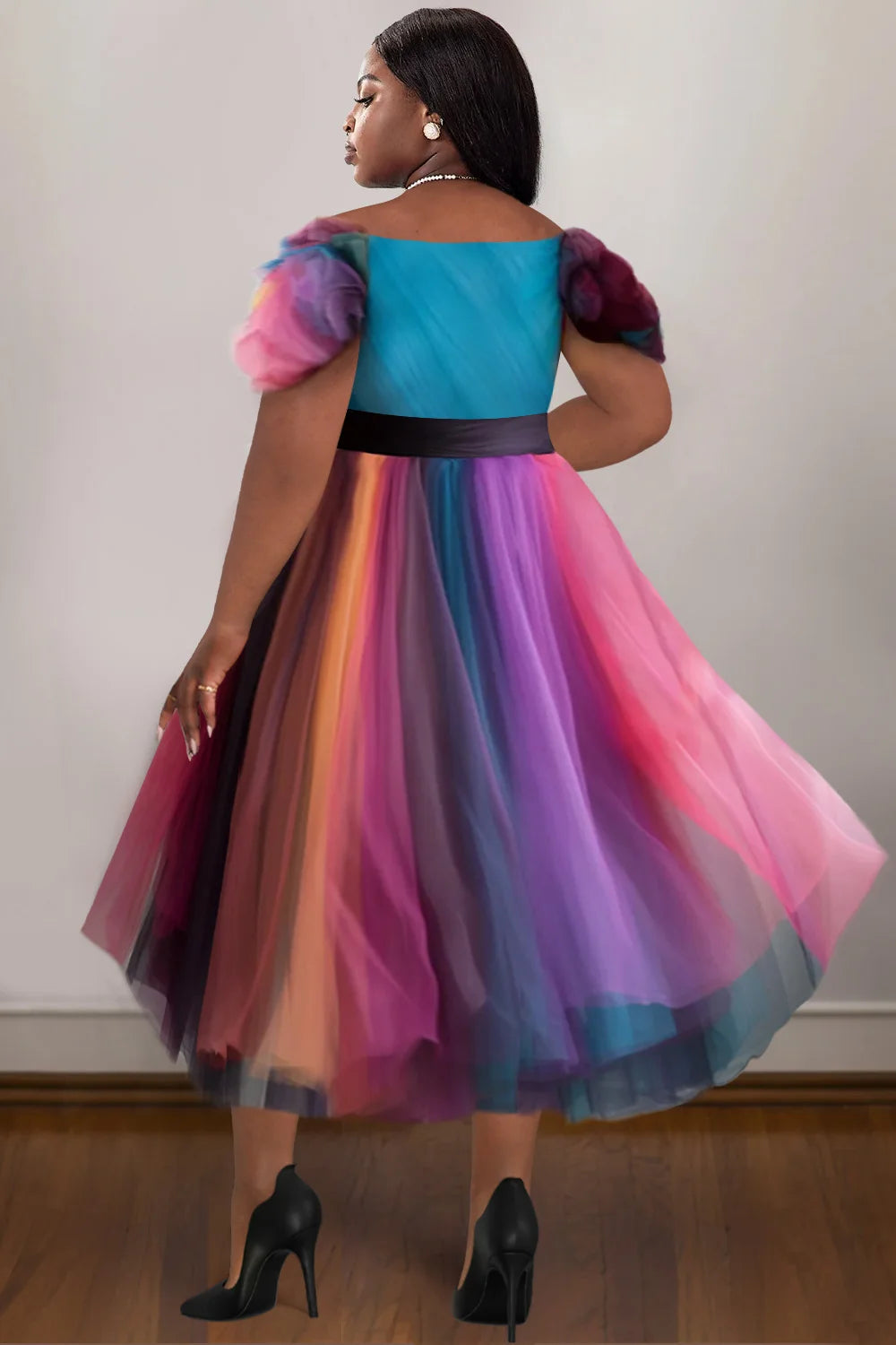 Plus Size  Elegant Multicolor Gradient  DRESS