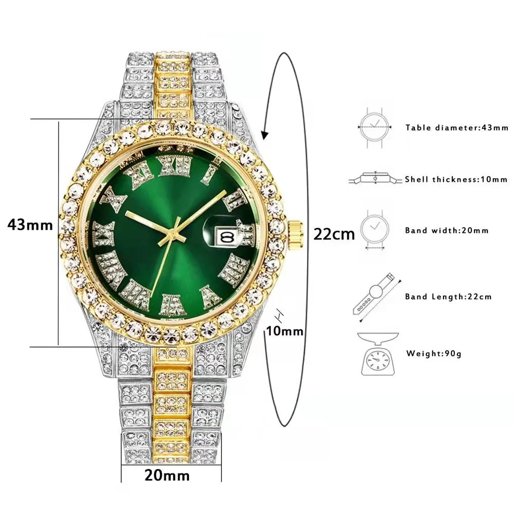 High quality luxury fashion high-end Mantianxing diamond steel belt Men's quartz watch Boy business sports clock retro