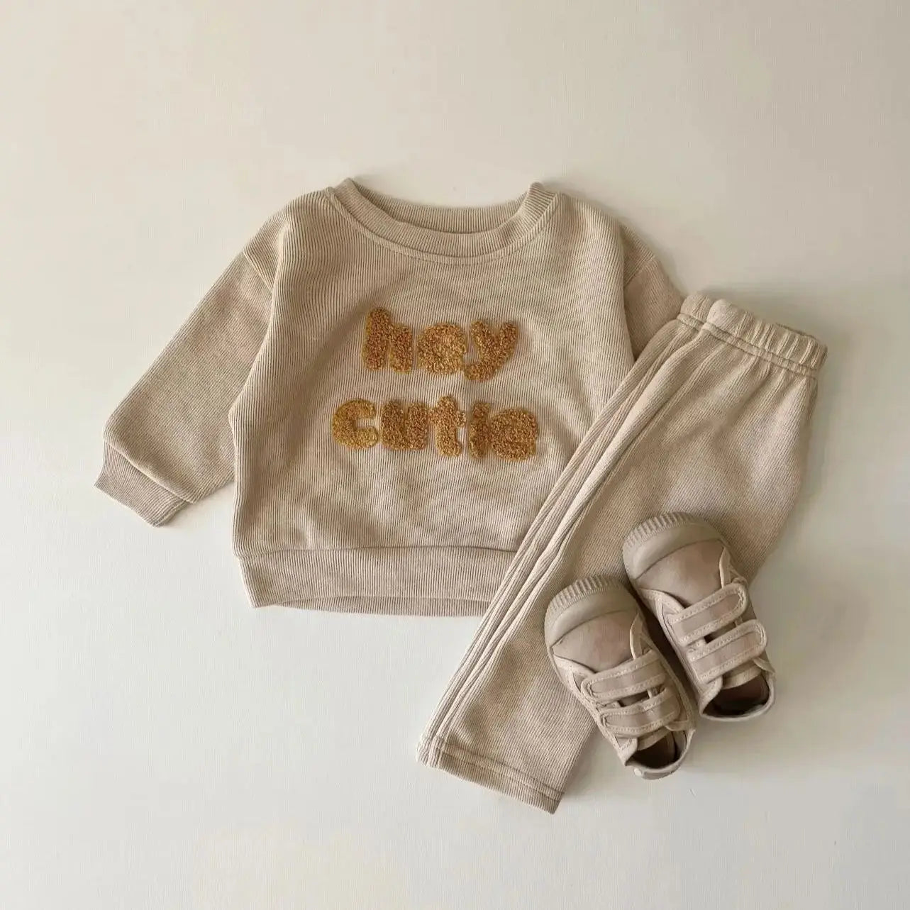 Europe Baby Cotton Kintting Clothing Sets Kids Boys Girls Spring Clothes Loose Tracksuit Pullovers Tops+Pants 2PCS Outfits