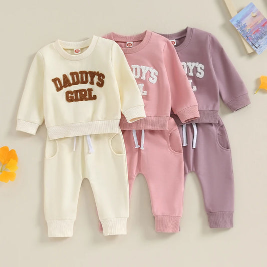 Newborn Baby Girls Sweat Outfits Letter Print  Fall / Winter Baby Clothes Set