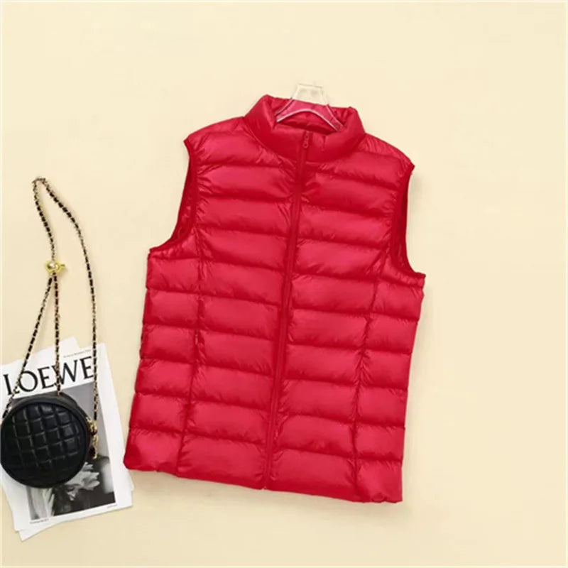 Women Sleeveless Down Jacket Plus Size 5XL 6XL 7XL 8XL 2023 New Autumn Winter Female Ultra Lightweight Packable Down Vest Coat