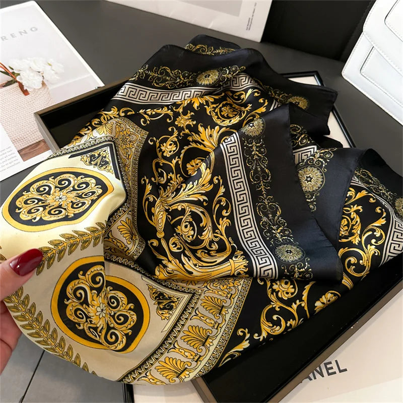 2024 New Fashion 70X70cmPrinted Scarf Pashmina Silk Scarf Square Shawl Decorative Headband Neck Luxury Design Bandana