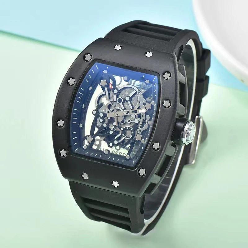 New fashionable casual men's watch with transparent bottom and double-sided hollow quartz