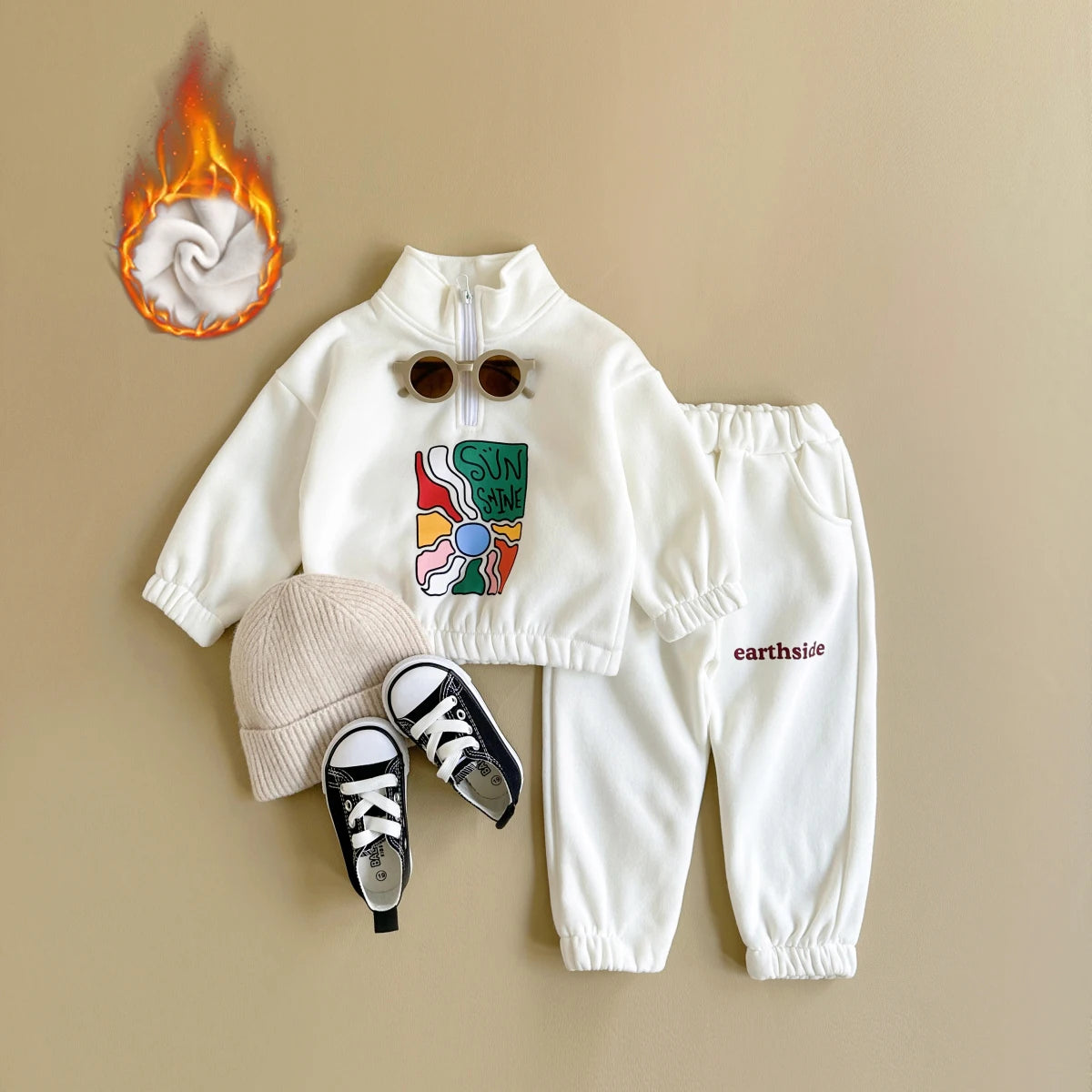 Baby Set Winter Autumn Thicken Half-Zip Fleece Jacket + Pant