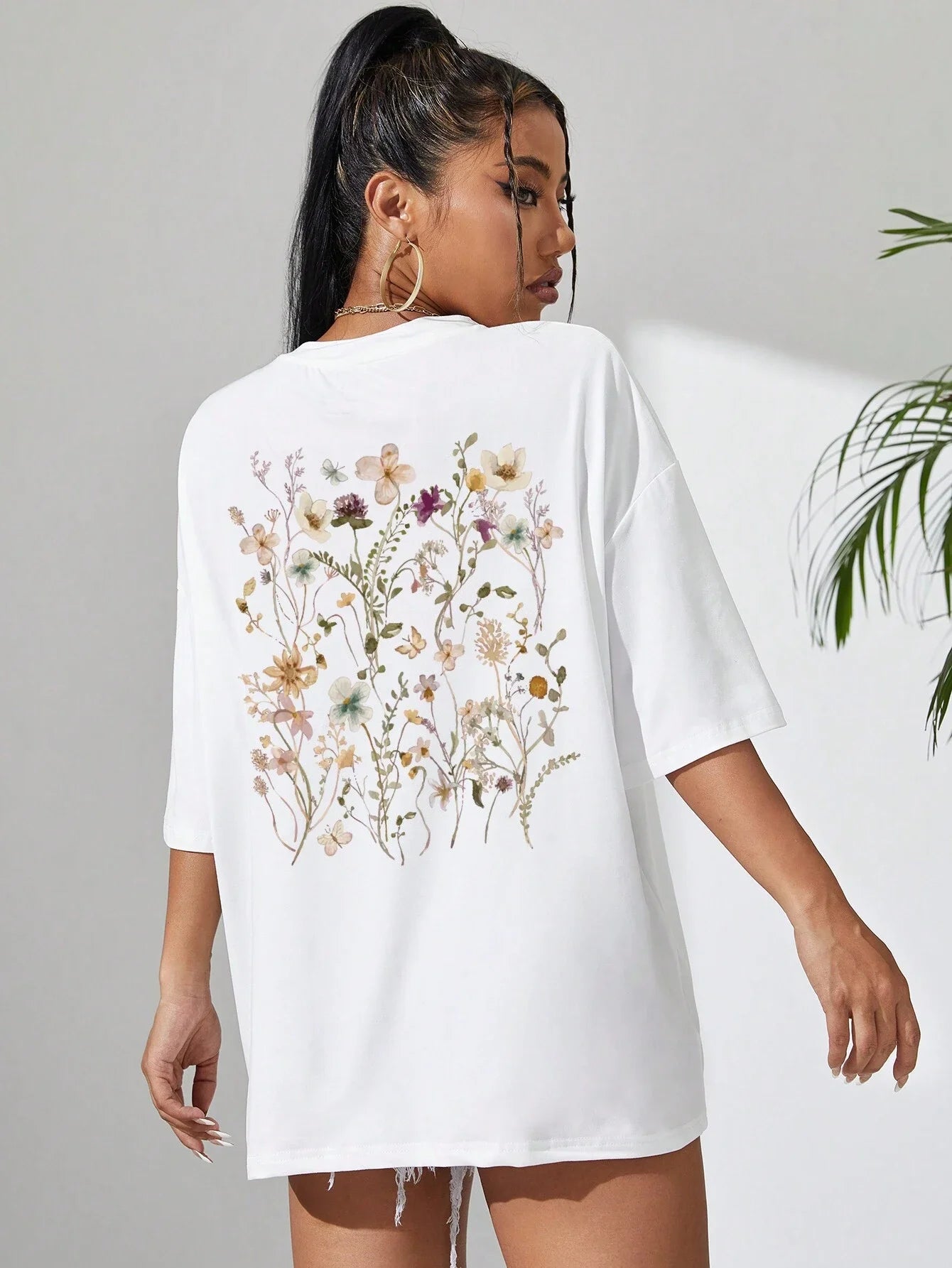 Beautiful flower clusters Print Cotton Women T-Shirts Casual Breathable Soft Short Sleeve Tops Loose Comfortable Street Clothes