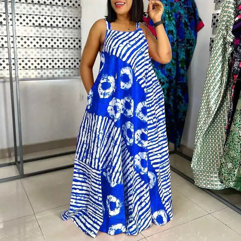 Plus Size 5XL VONDA Bohemian Printed Maxi Dress 2024