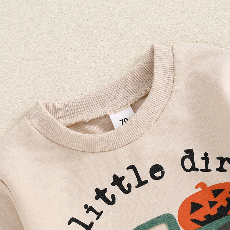 2024-06-11 Lioraitiin Toddler Boys Halloween Outfits Pumpkin Truck Letter Print Long Sleeve Sweatshirts and Long Pants 2Pcs Set