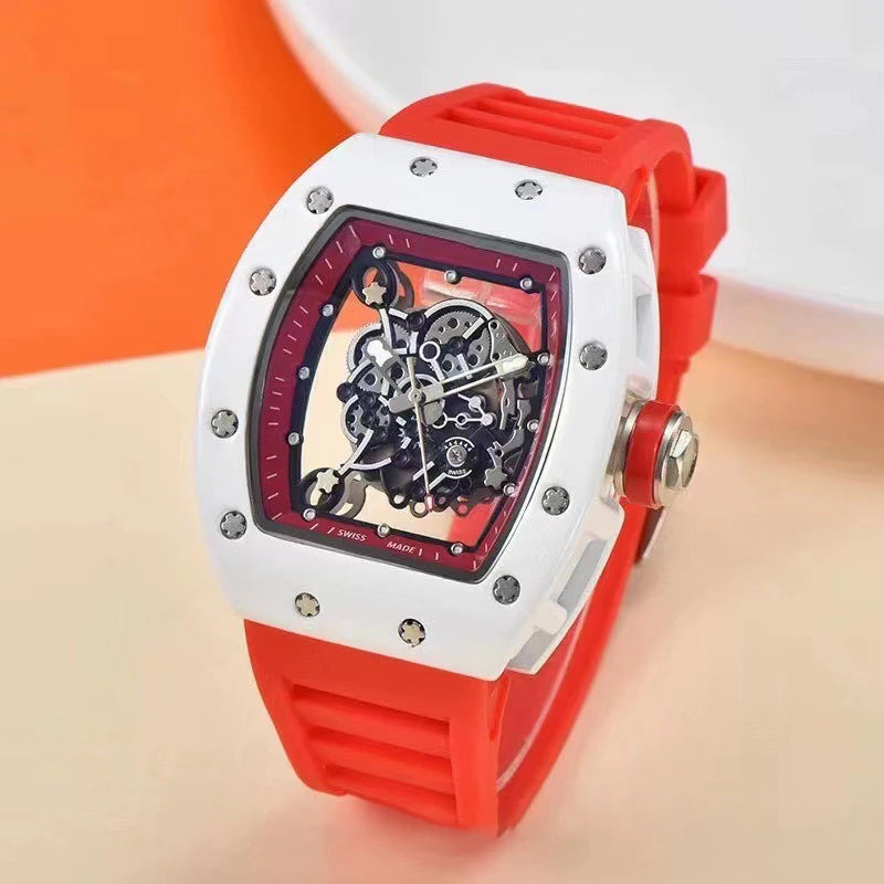 New fashionable casual men's watch with transparent bottom and double-sided hollow quartz