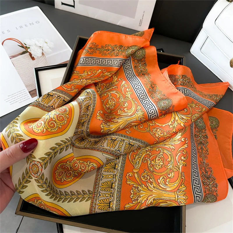 2024 New Fashion 70X70cmPrinted Scarf Pashmina Silk Scarf Square Shawl Decorative Headband Neck Luxury Design Bandana