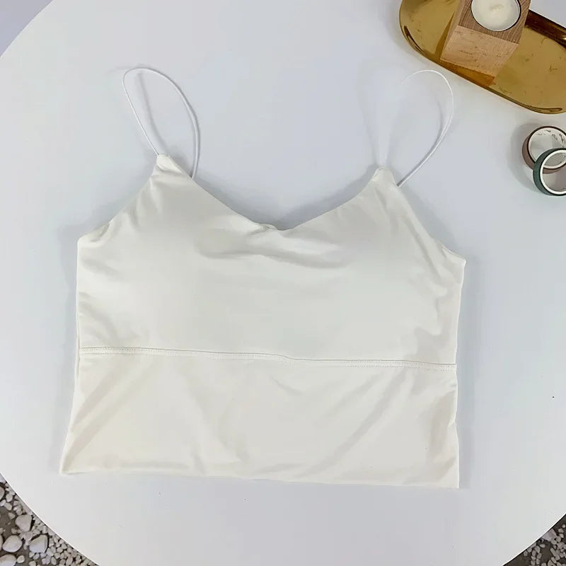 1PC  Sleeveless Cotton Bustier with Pads Soft Elastic Wear-resistant  Crop Top Seamless Bralette Tees