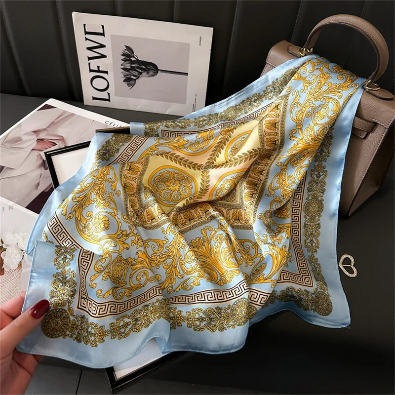 2024 New Fashion 70X70cmPrinted Scarf Pashmina Silk Scarf Square Shawl Decorative Headband Neck Luxury Design Bandana