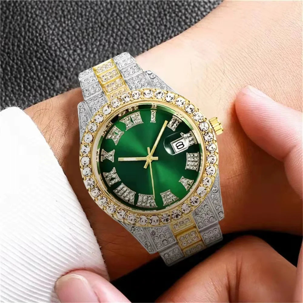 High quality luxury fashion high-end Mantianxing diamond steel belt Men's quartz watch Boy business sports clock retro