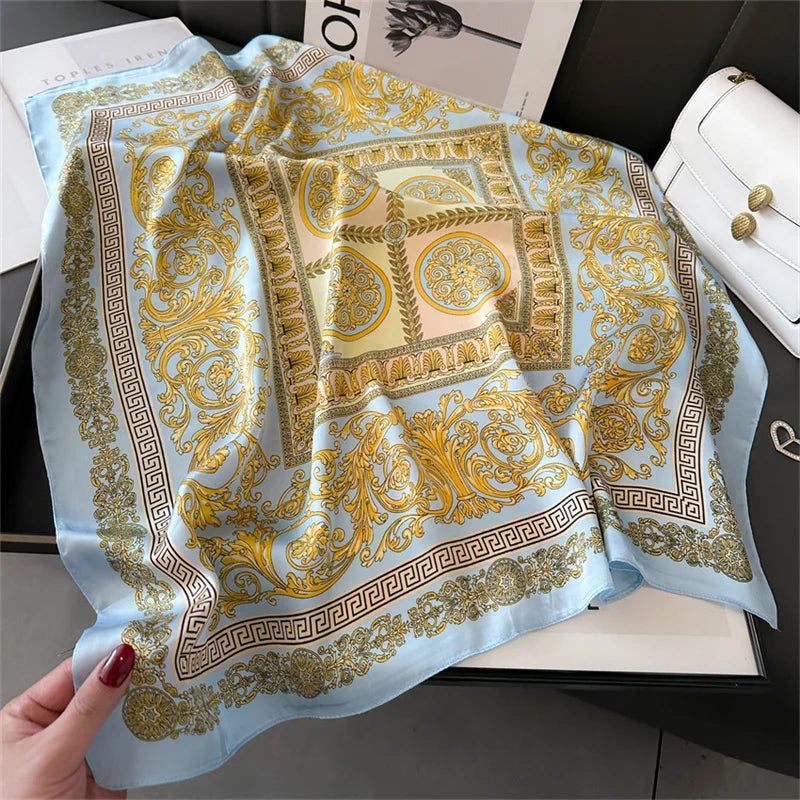 2024 New Fashion 70X70cmPrinted Scarf Pashmina Silk Scarf Square Shawl Decorative Headband Neck Luxury Design Bandana