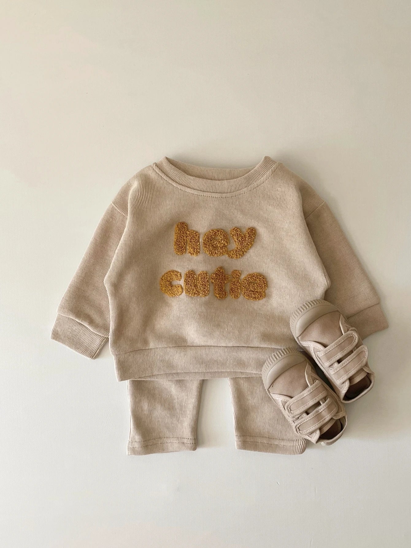 Europe Baby Cotton Kintting Clothing Sets Kids Boys Girls Spring Clothes Loose Tracksuit Pullovers Tops+Pants 2PCS Outfits