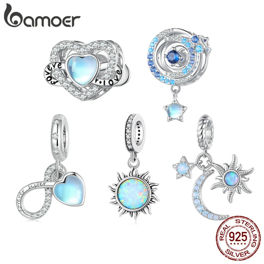 925 Sterling Silver Eternal Sisterhood Hanging Bead Forever Sister Pendant Charms for Women Bracelet Necklace DIY BSC705/ Bamoer